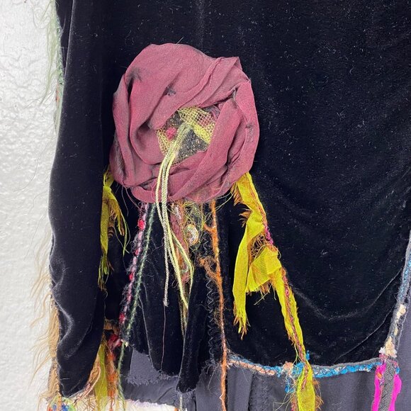 Giselle Shepatin Womens Velvet Art to Wear Rosettes Lagenlook Eclectic Vest Sz S - Picture 7 of 14